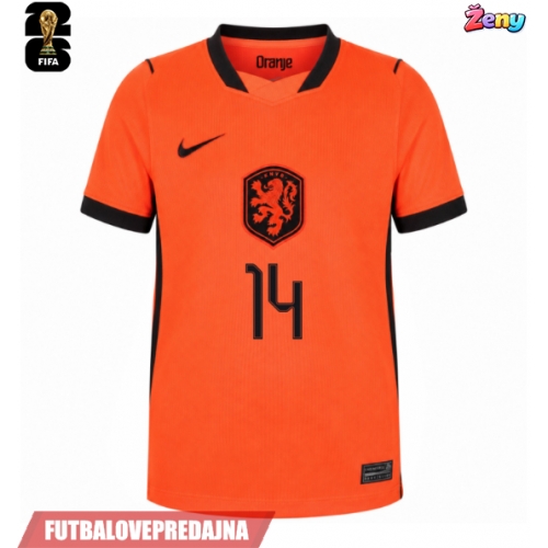 Lacne Ženy Futbalové dres Holandsko Tijjani Reijnders #14 MS 2026 Krátky Rukáv - Domáci